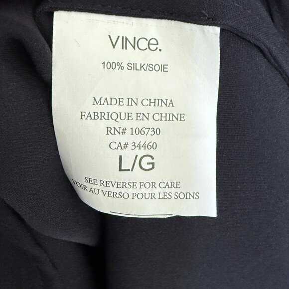 Vince Silk Dolman Cap Sleeve blouse Coastal Blue Navy Large - Picture 5 of 5